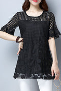 Women Polka Dot Lace Short Sleeve Beautiful Top