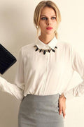 Women Long Sleeves Causal Wear Shirt White