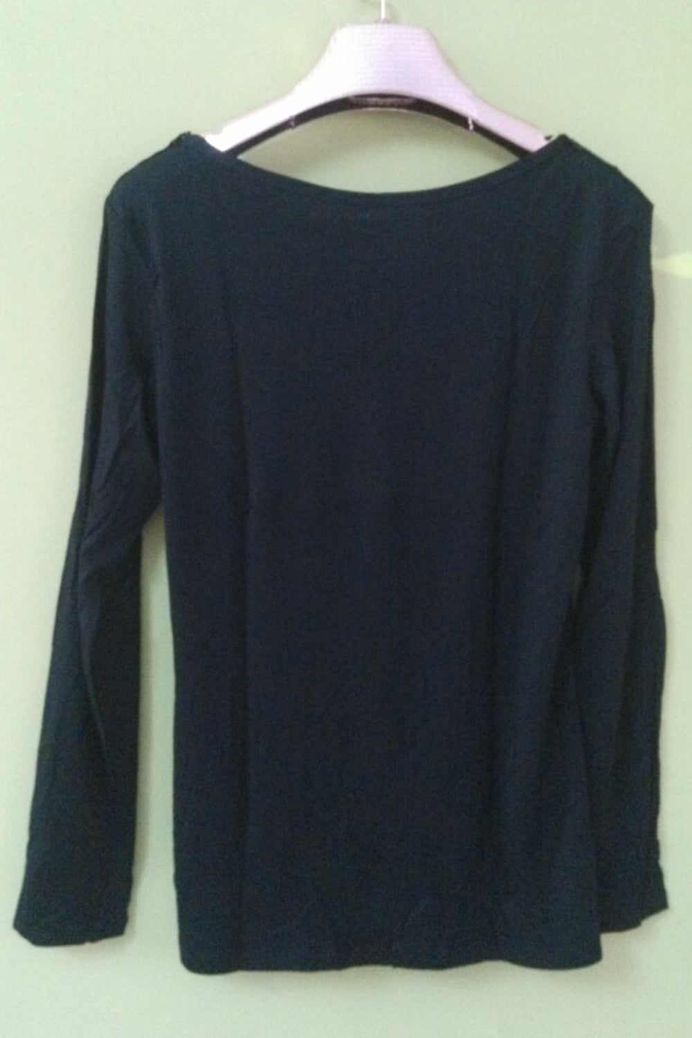 Women V-Neck Lace Fit Shirt Black