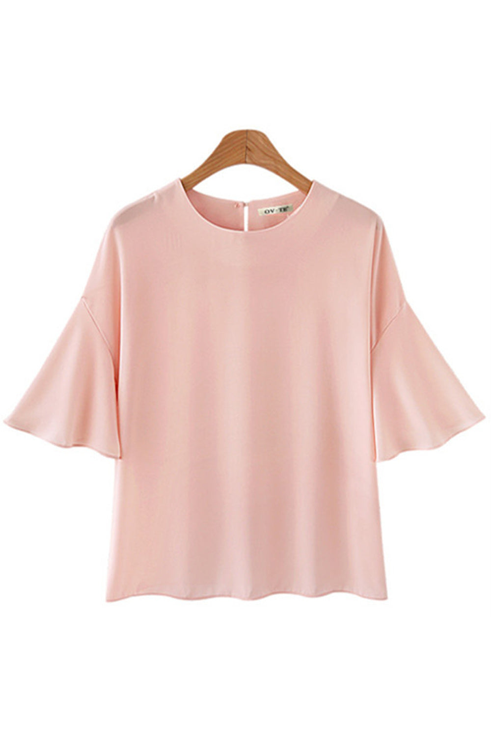 Women Loose Flared Sleeve Solid Color Summer Shirt