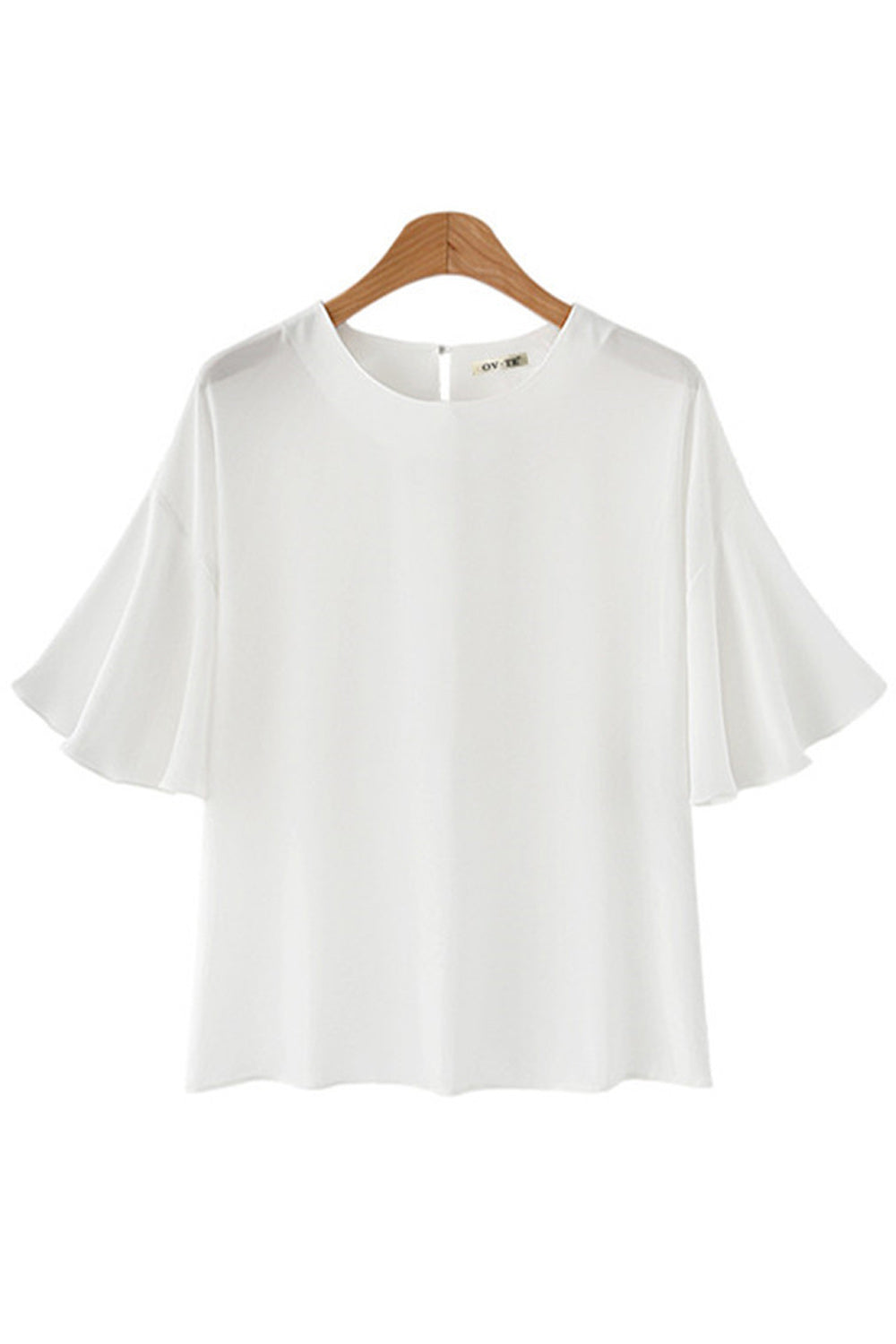 Women Loose Flared Sleeve Solid Color Summer Shirt
