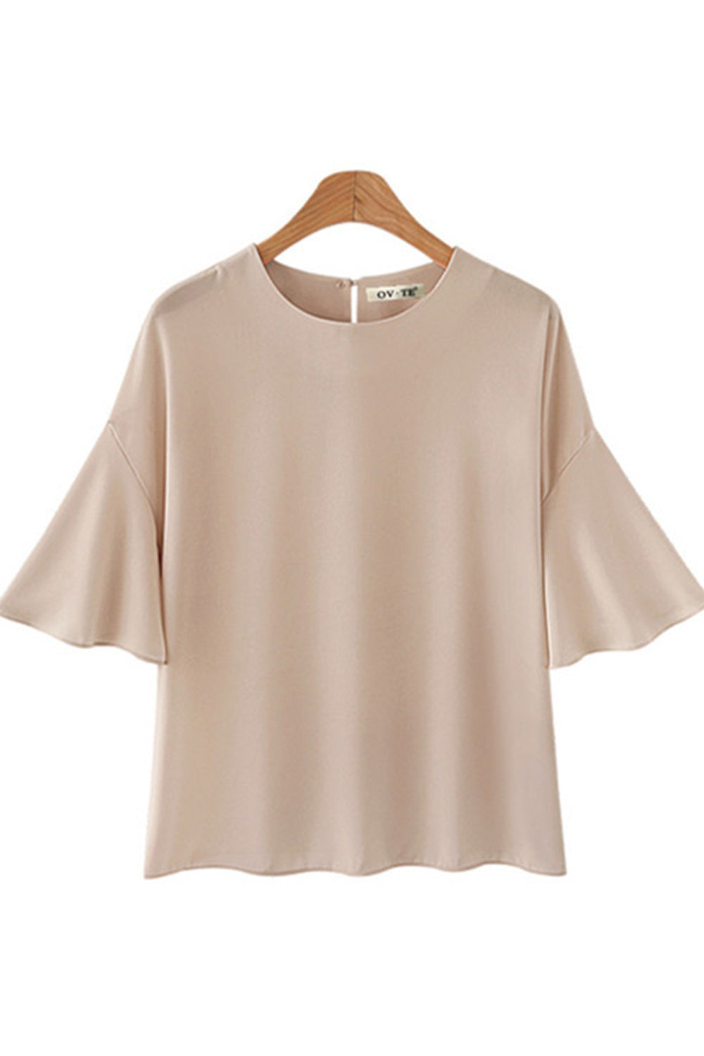 Women Loose Flared Sleeve Solid Color Summer Shirt
