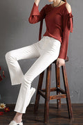 Women Zipper Attached Long Slim Jeans