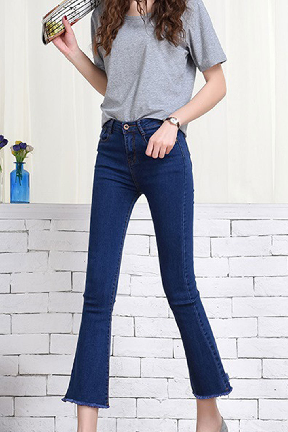 Women Slim Casual Flare Jeans