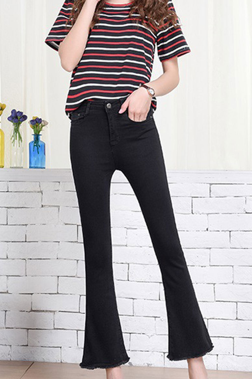 Women Slim Casual Flare Jeans
