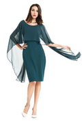 Women Round Neck Bat Sleeve Slim Fit Fashion Dress