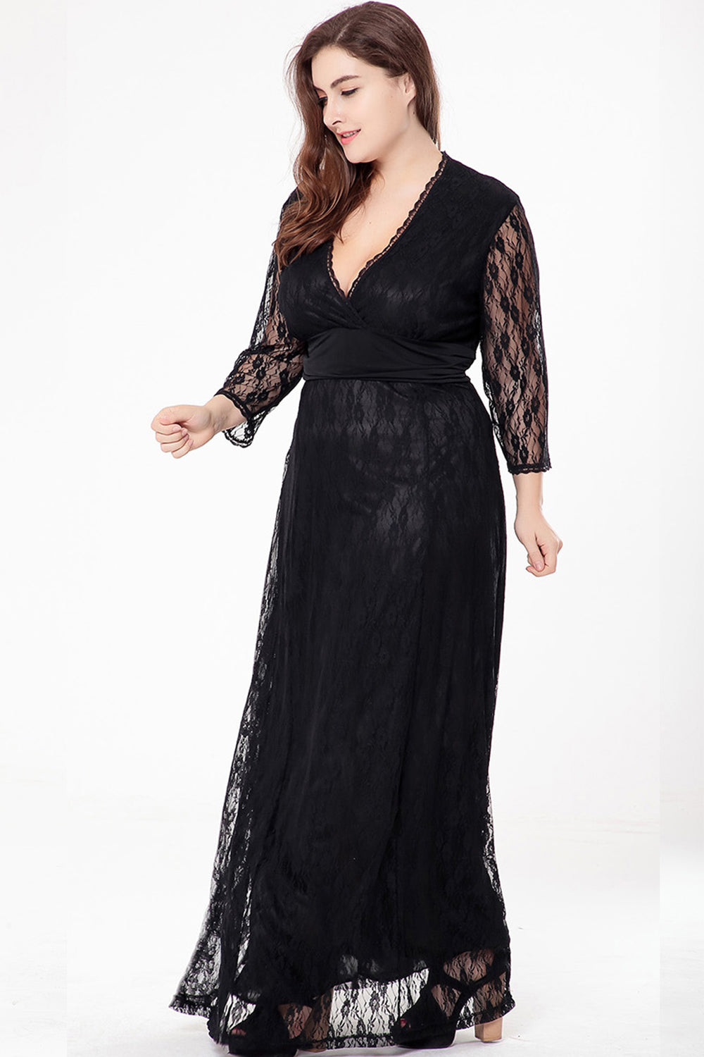 Women Deep V Lace Up Ankle Length Trending Dress
