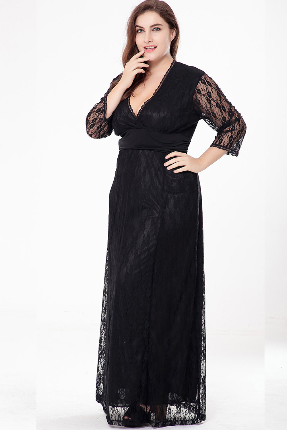 Women Deep V Lace Up Ankle Length Trending Dress