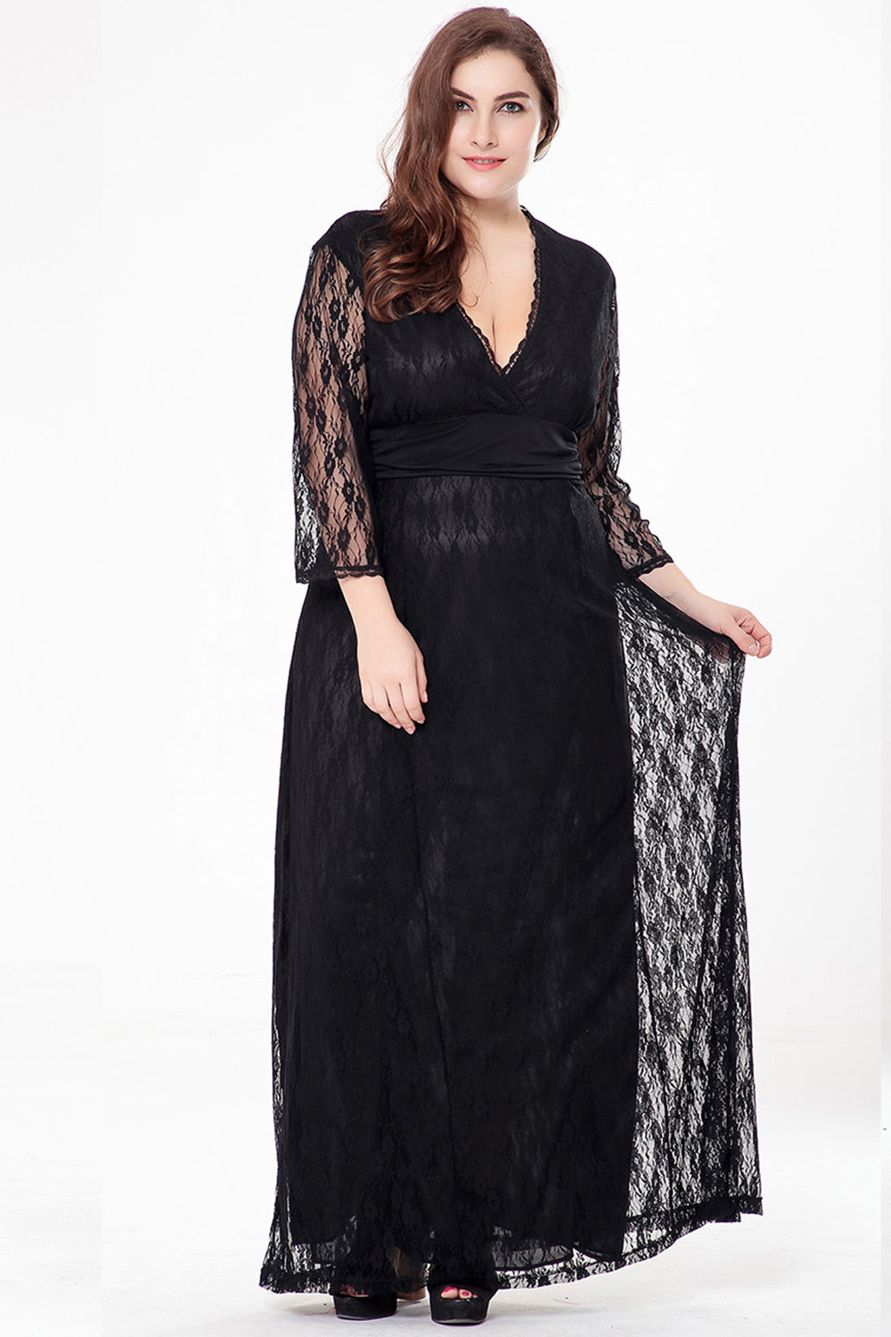 Women Deep V Lace Up Ankle Length Trending Dress
