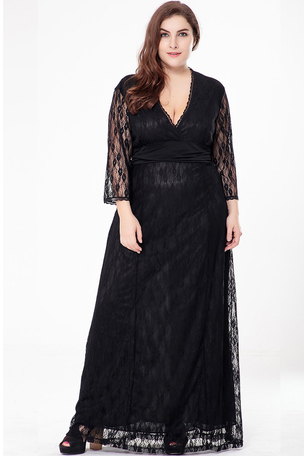 Women Deep V Lace Up Ankle Length Trending Dress