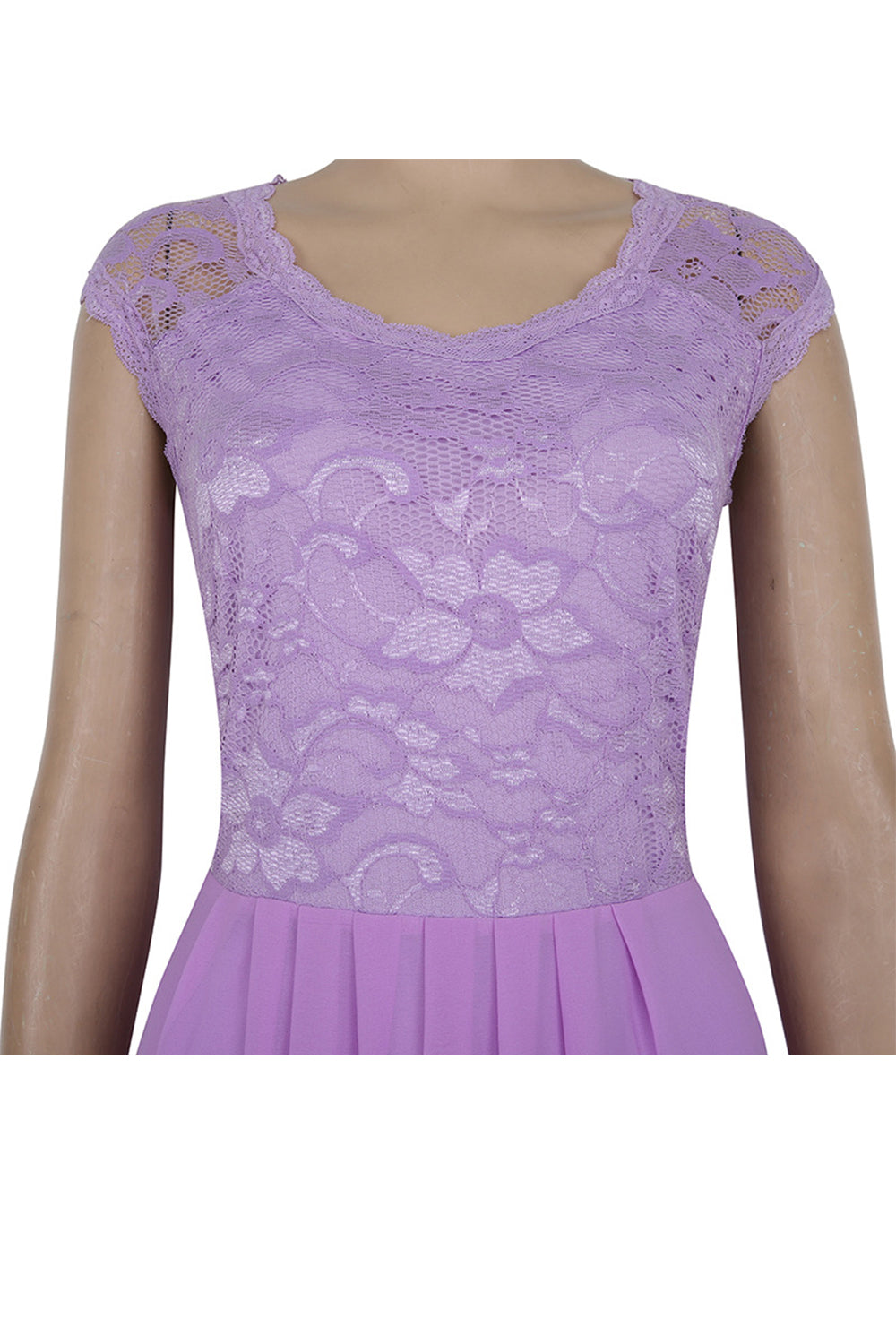 Women Round Neck Sleeveless Lace Up Pleated Dress