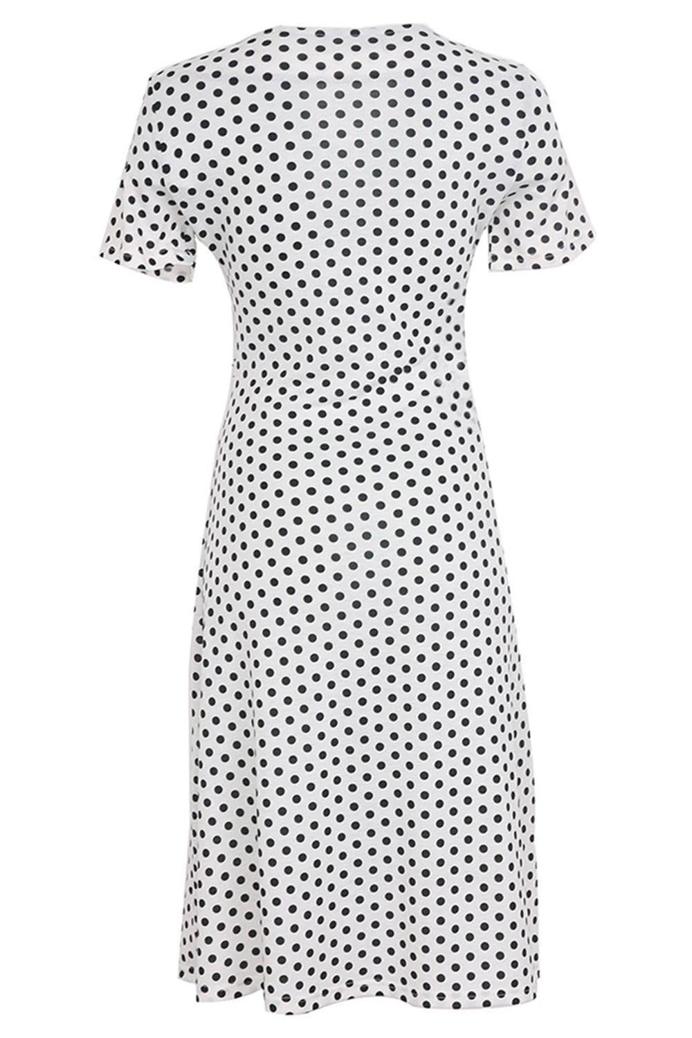 Women Slim V-Neck Polka Dot Print Above Knee Dress