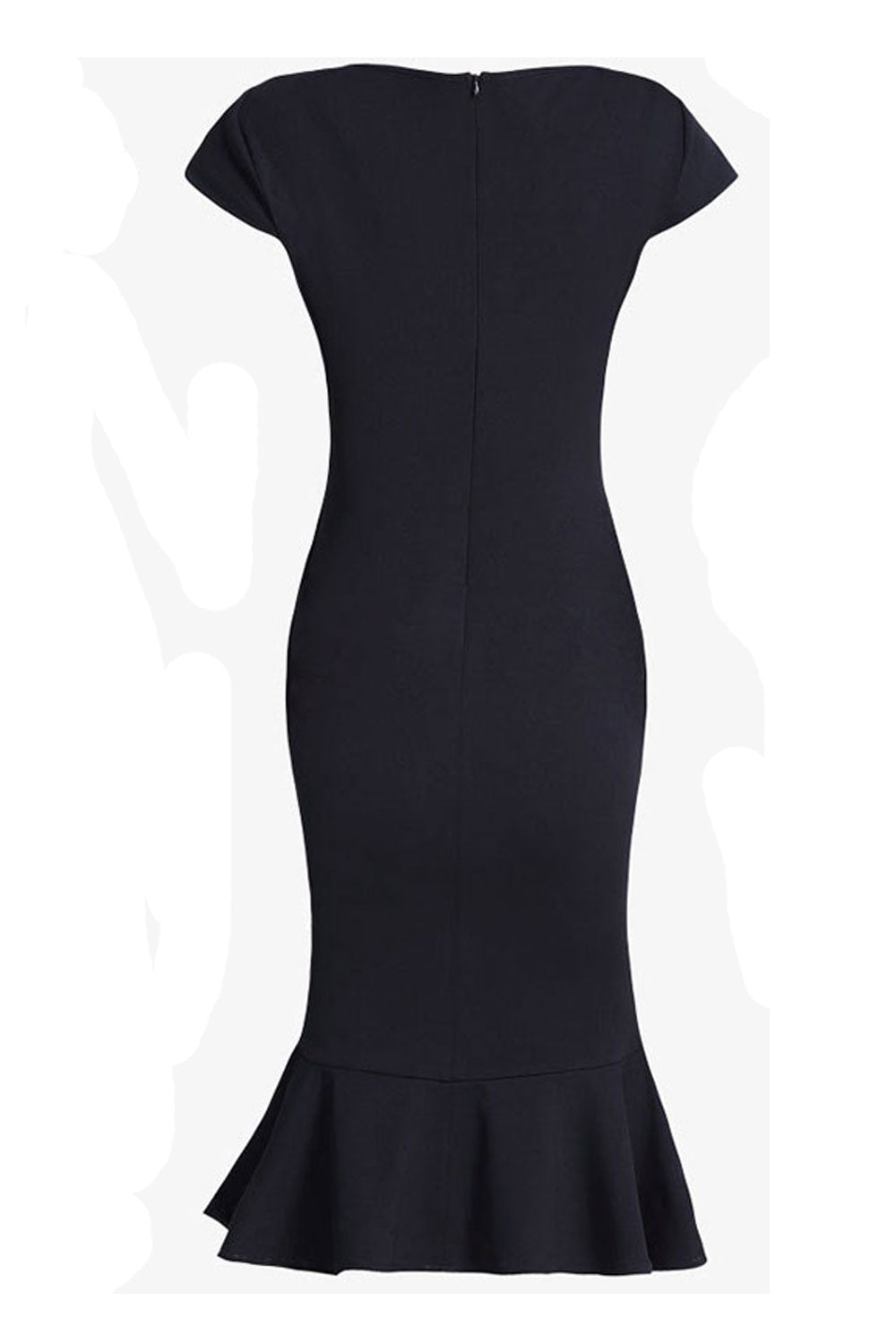 Women Solid Color Slim Pencil Skirt Knee Long Dress