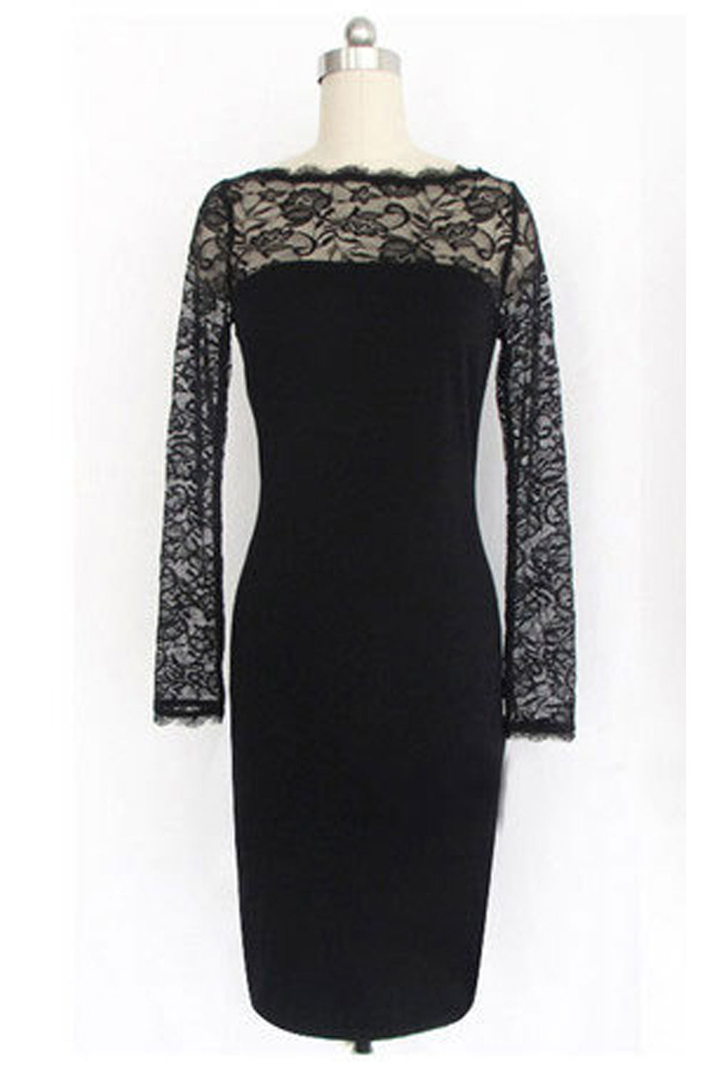 Women Slimming Boat Neck Long Sleeve Pencil Dress