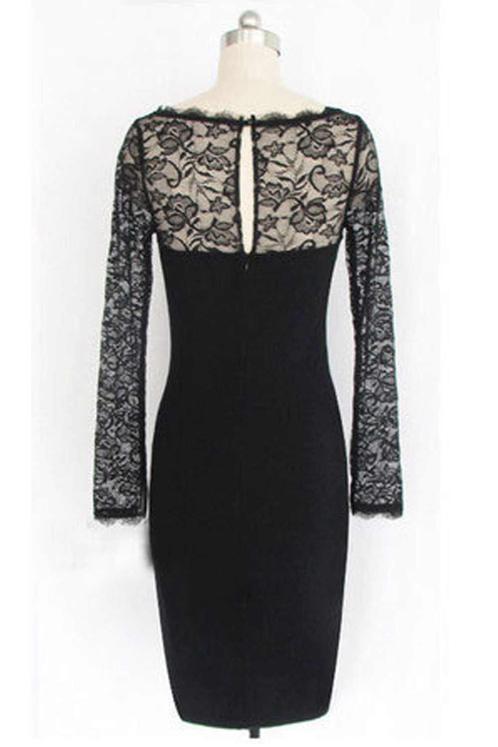Women Slimming Boat Neck Long Sleeve Pencil Dress