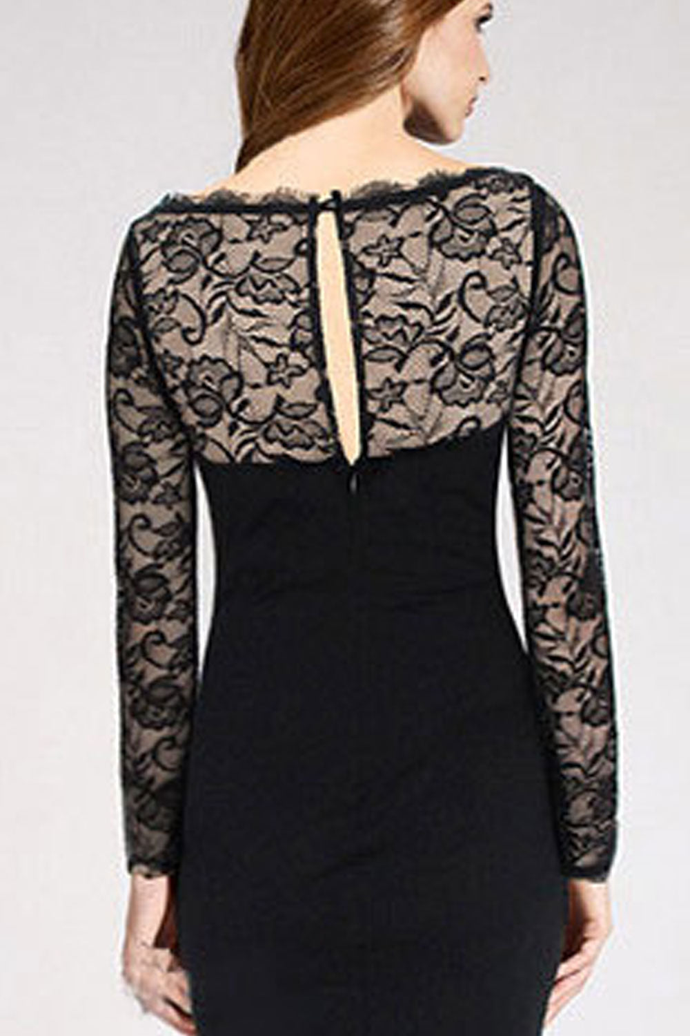 Women Slimming Boat Neck Long Sleeve Pencil Dress
