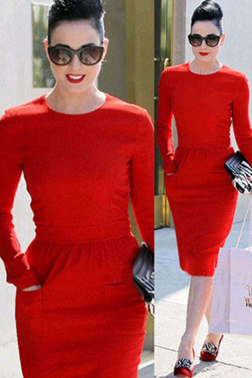Women Round Neck Long Sleeve Slim Fit Sheath Dress