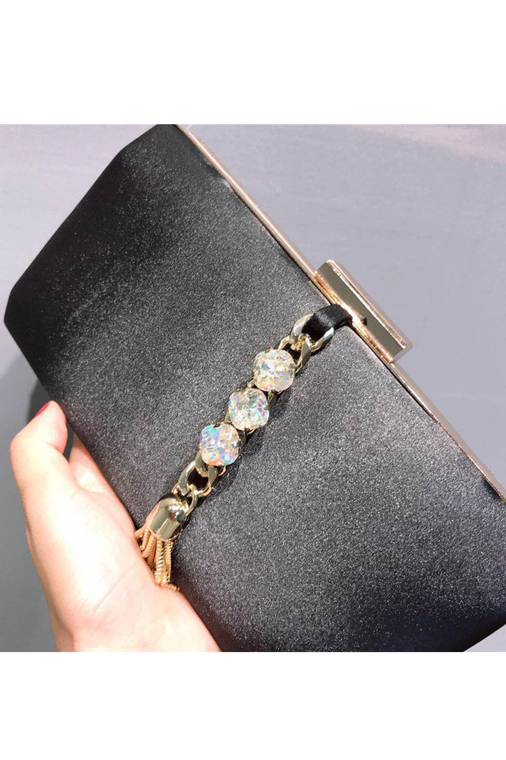 Women Solid Color Hook Closer Square Clutch Bag