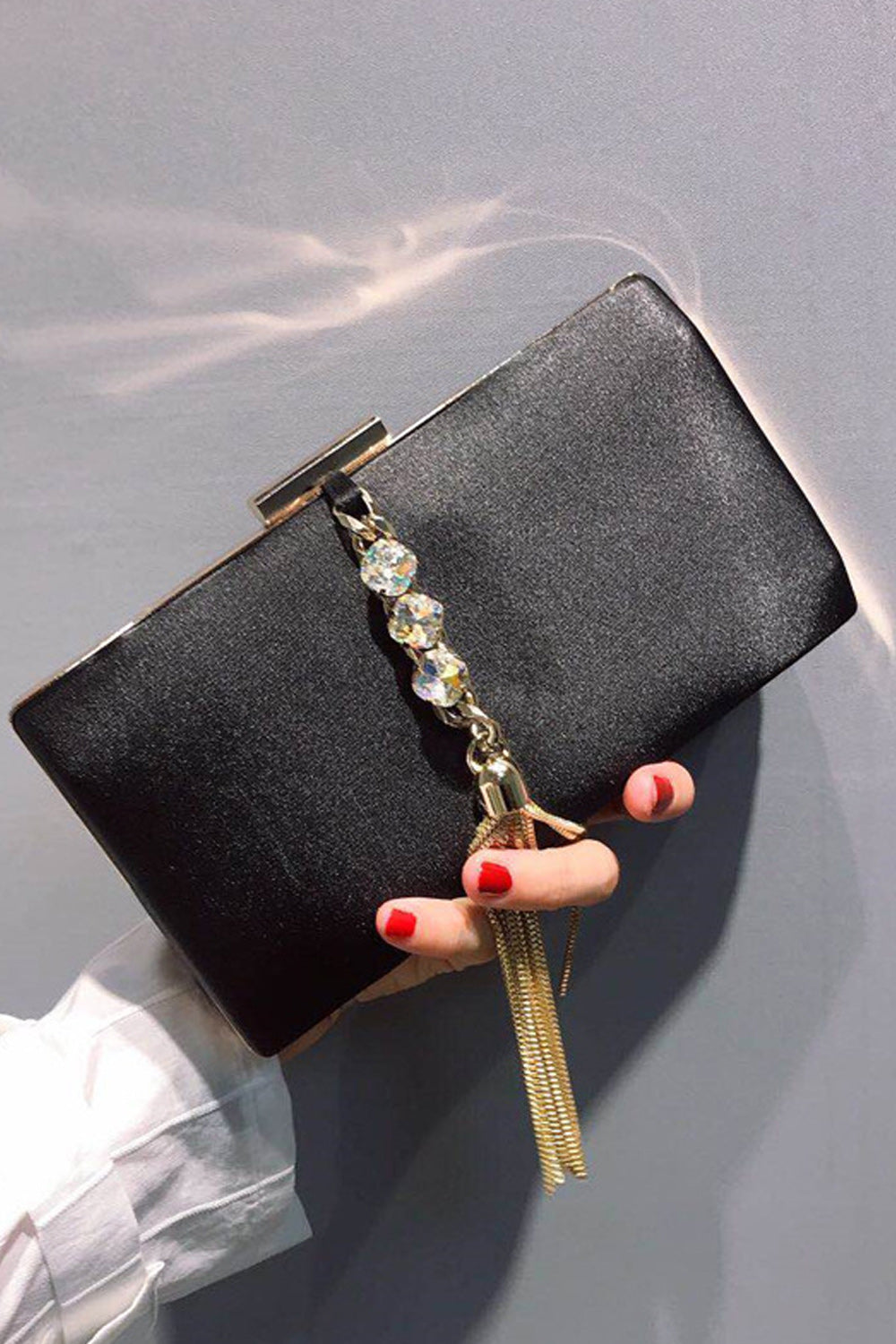Women Solid Color Hook Closer Square Clutch Bag