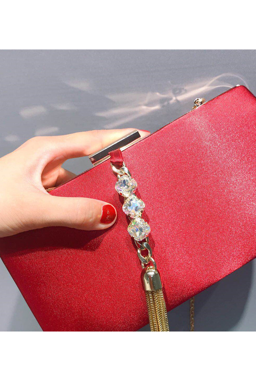 Women Solid Color Hook Closer Square Clutch Bag