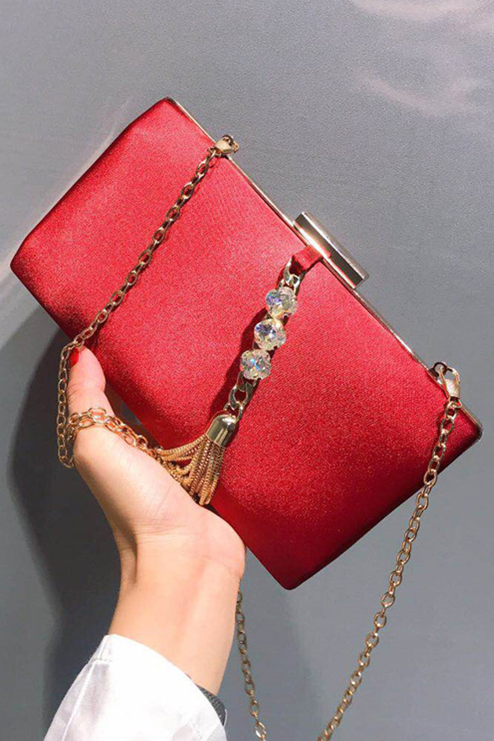 Women Solid Color Hook Closer Square Clutch Bag