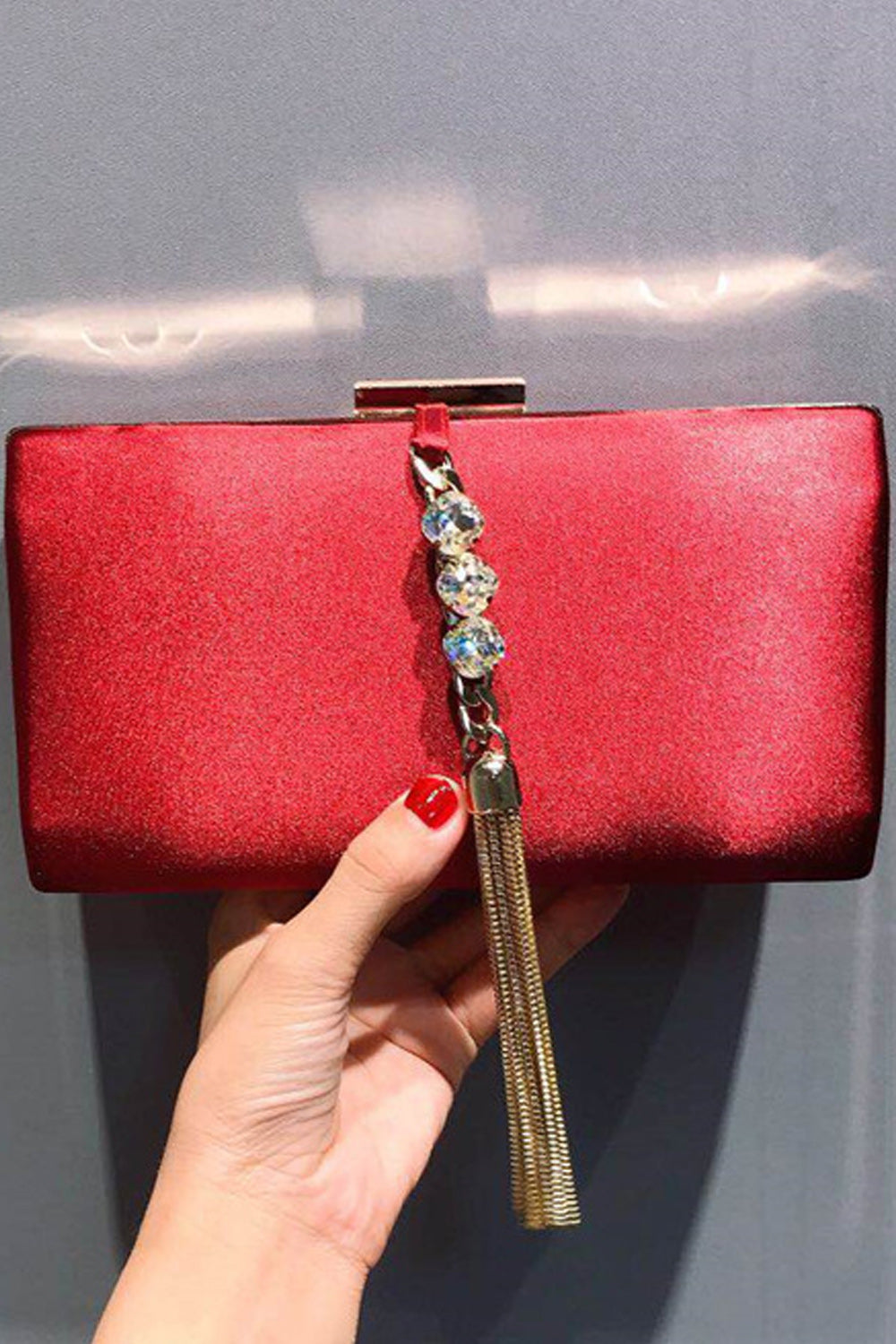 Women Solid Color Hook Closer Square Clutch Bag