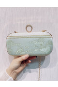 Women Fashion Ring Hook Closure Printed Diagonal Handbag