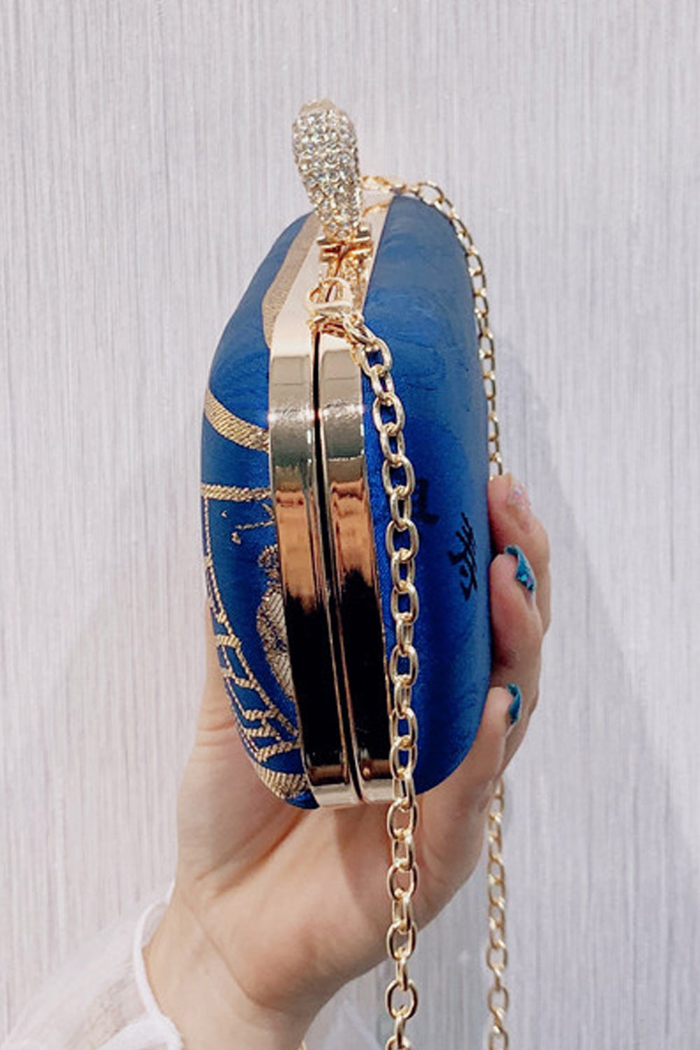 Women Fashion Ring Hook Closure Printed Diagonal Handbag