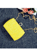 Women Sequin Rhinestones Decorated Hook Closure Long Chain Handbag