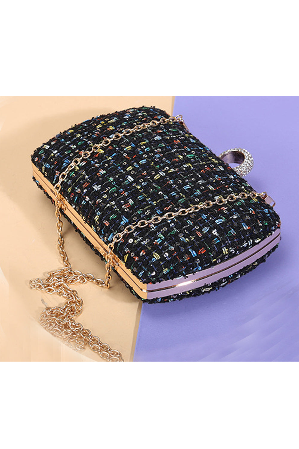 Women Beautiful Ring Hook Long Chain Clutch Bag