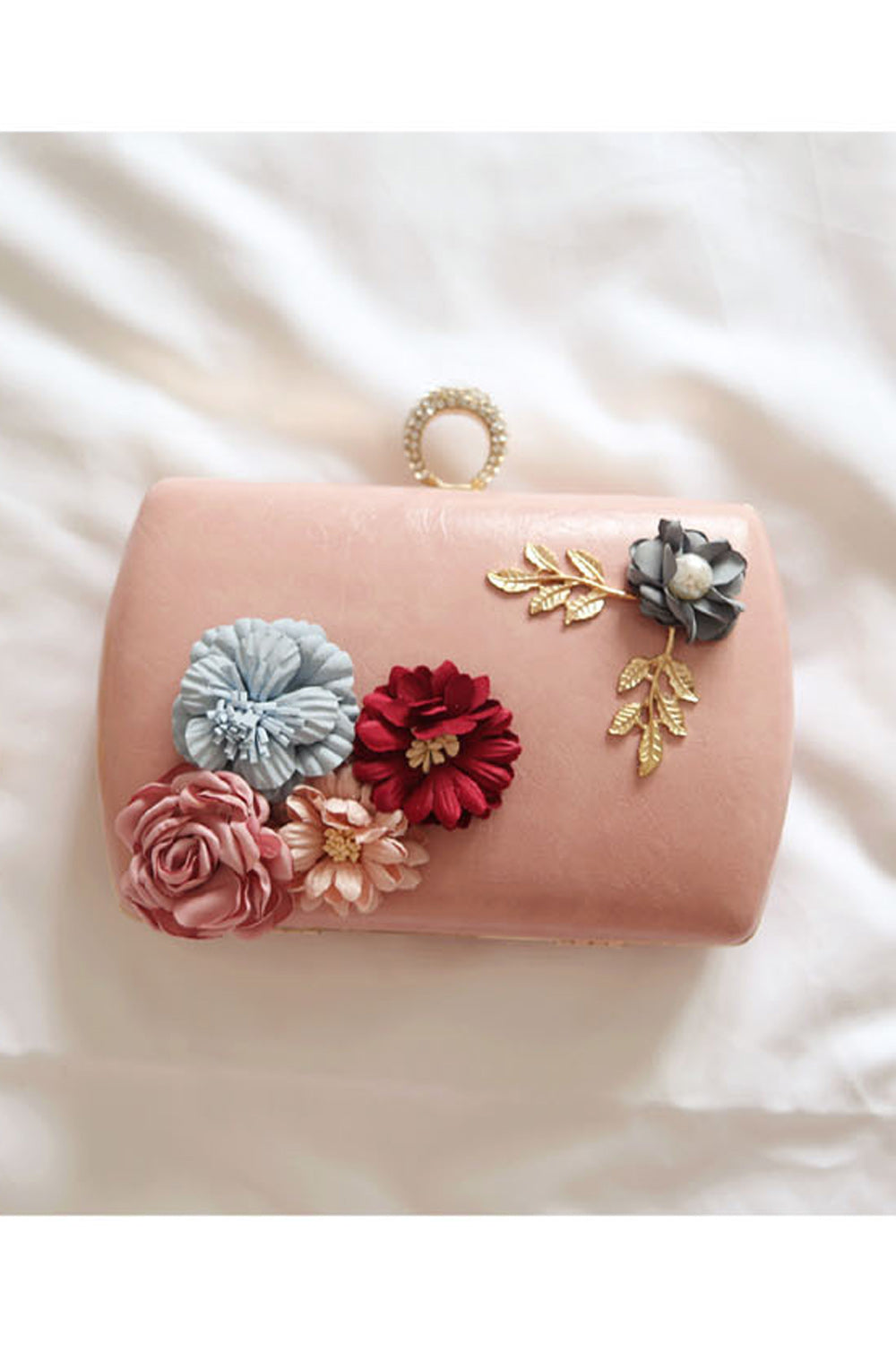 Women Multi Flowers Clutch Chain Mini Square Bag