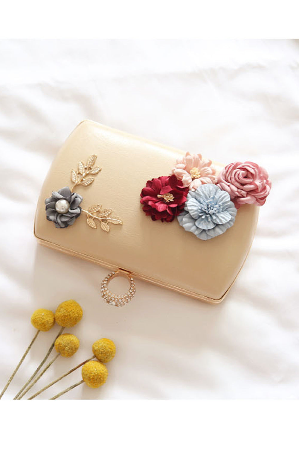 Women Multi Flowers Clutch Chain Mini Square Bag
