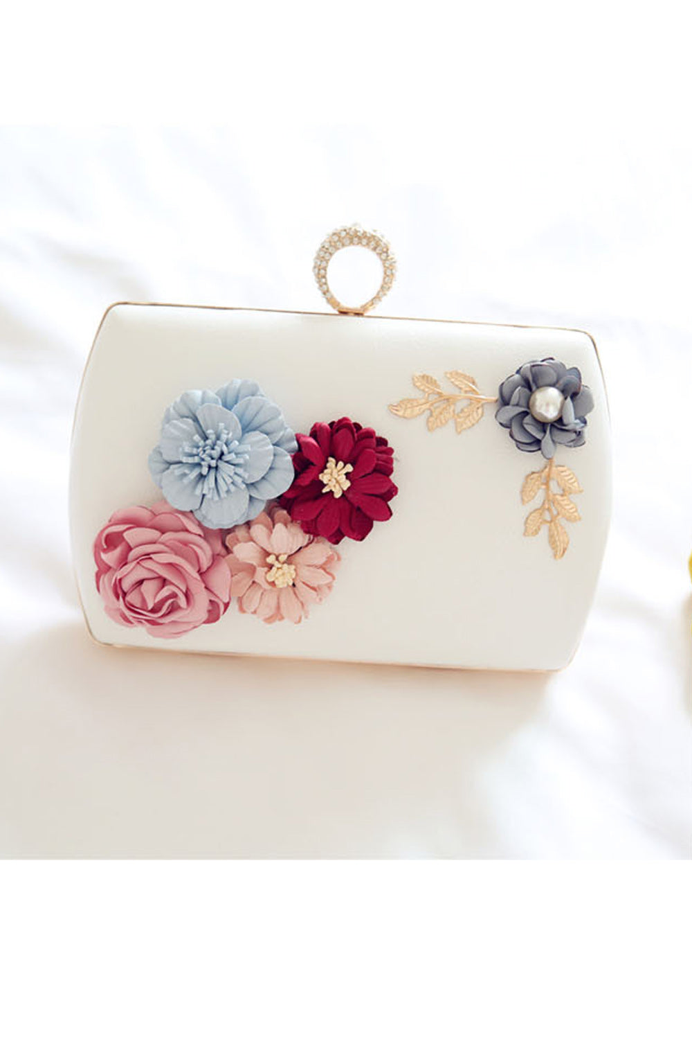 Women Multi Flowers Clutch Chain Mini Square Bag