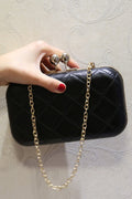 Women Solid Color Cross Pattern Small Square Clutch Bag