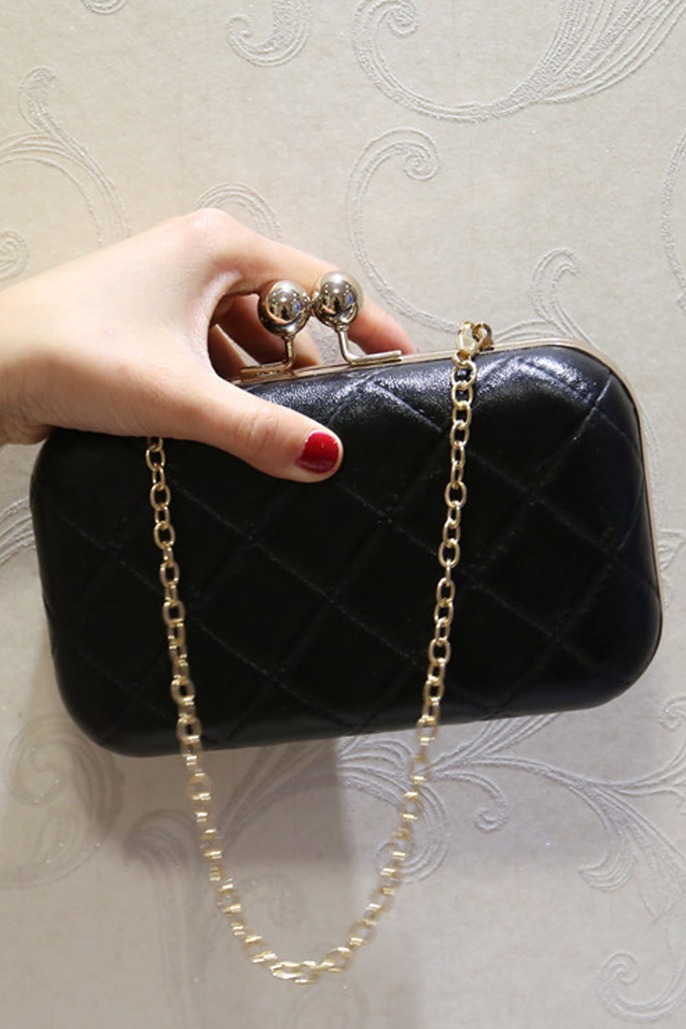 Women Solid Color Cross Pattern Small Square Clutch Bag