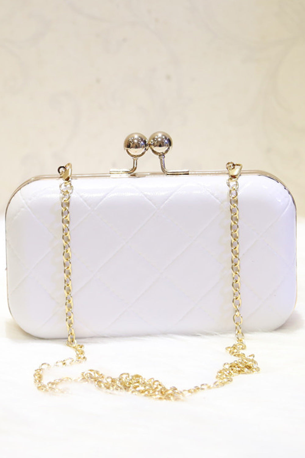 Women Solid Color Cross Pattern Small Square Clutch Bag