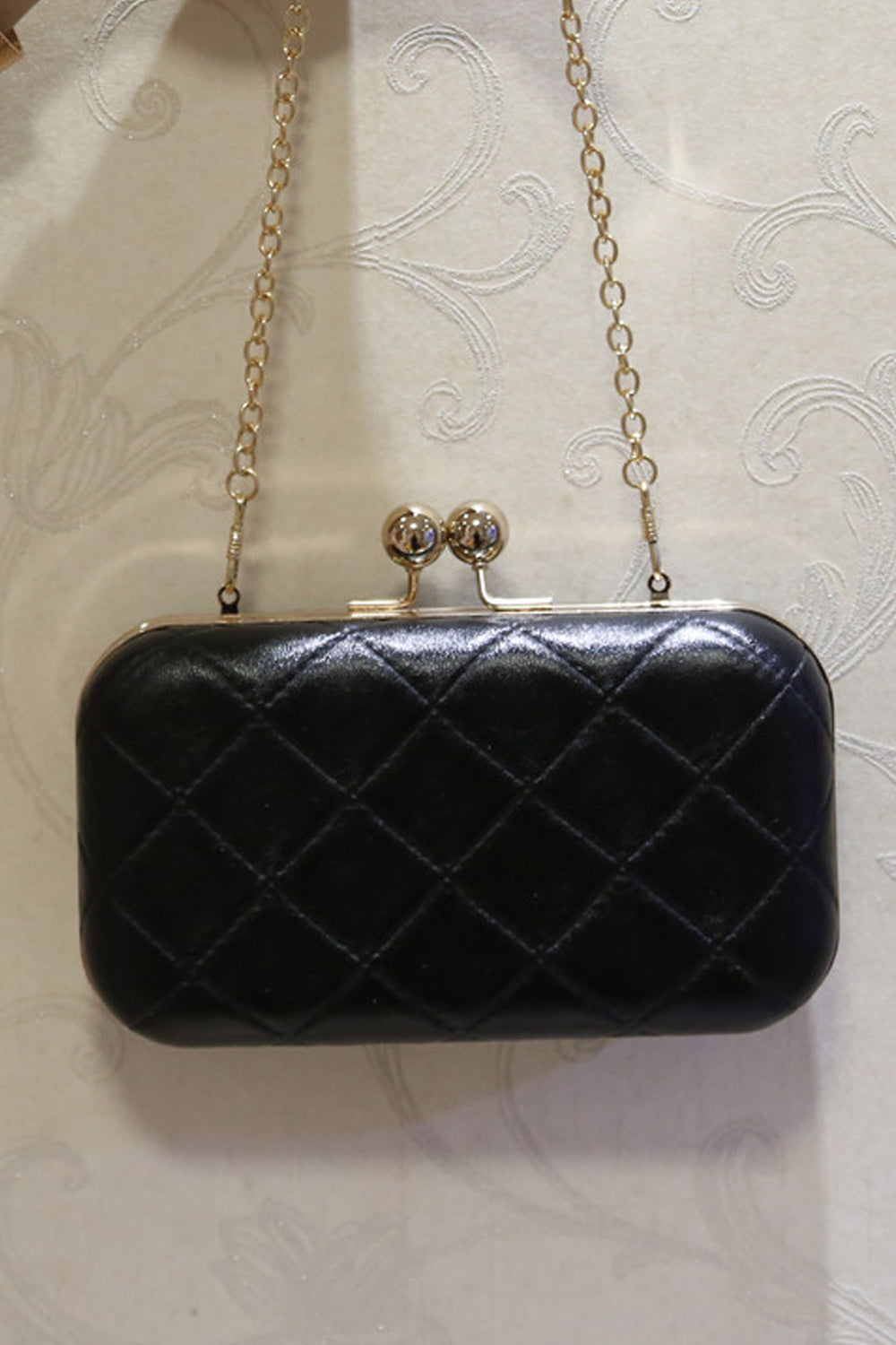 Women Solid Color Cross Pattern Small Square Clutch Bag