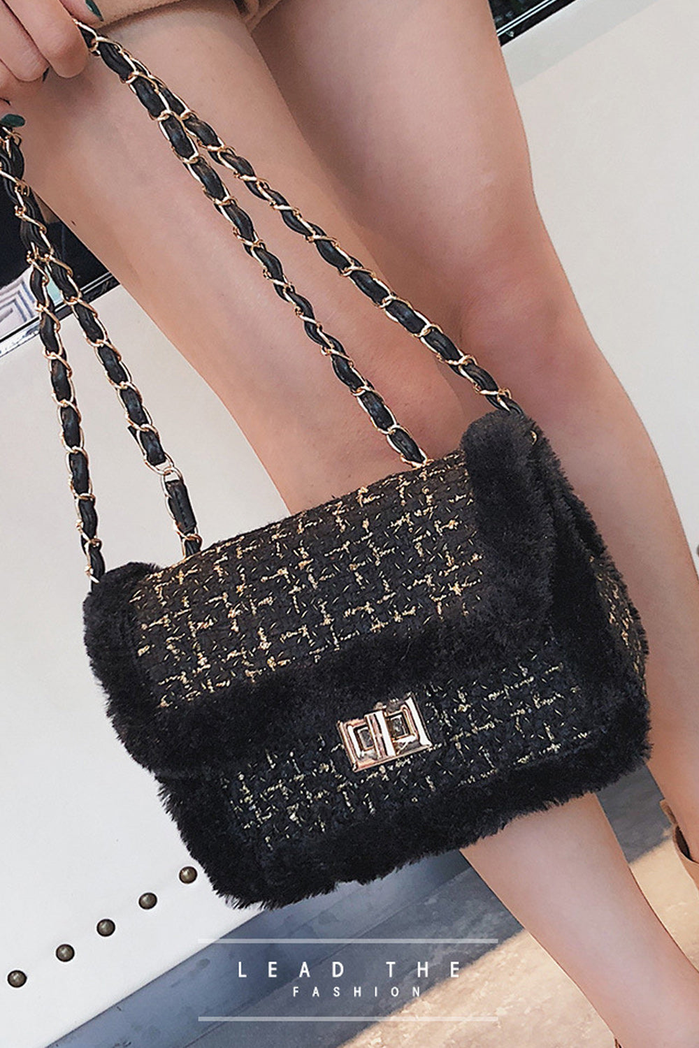 Women Fringed Woolen Long Chain Shoulder Bag
