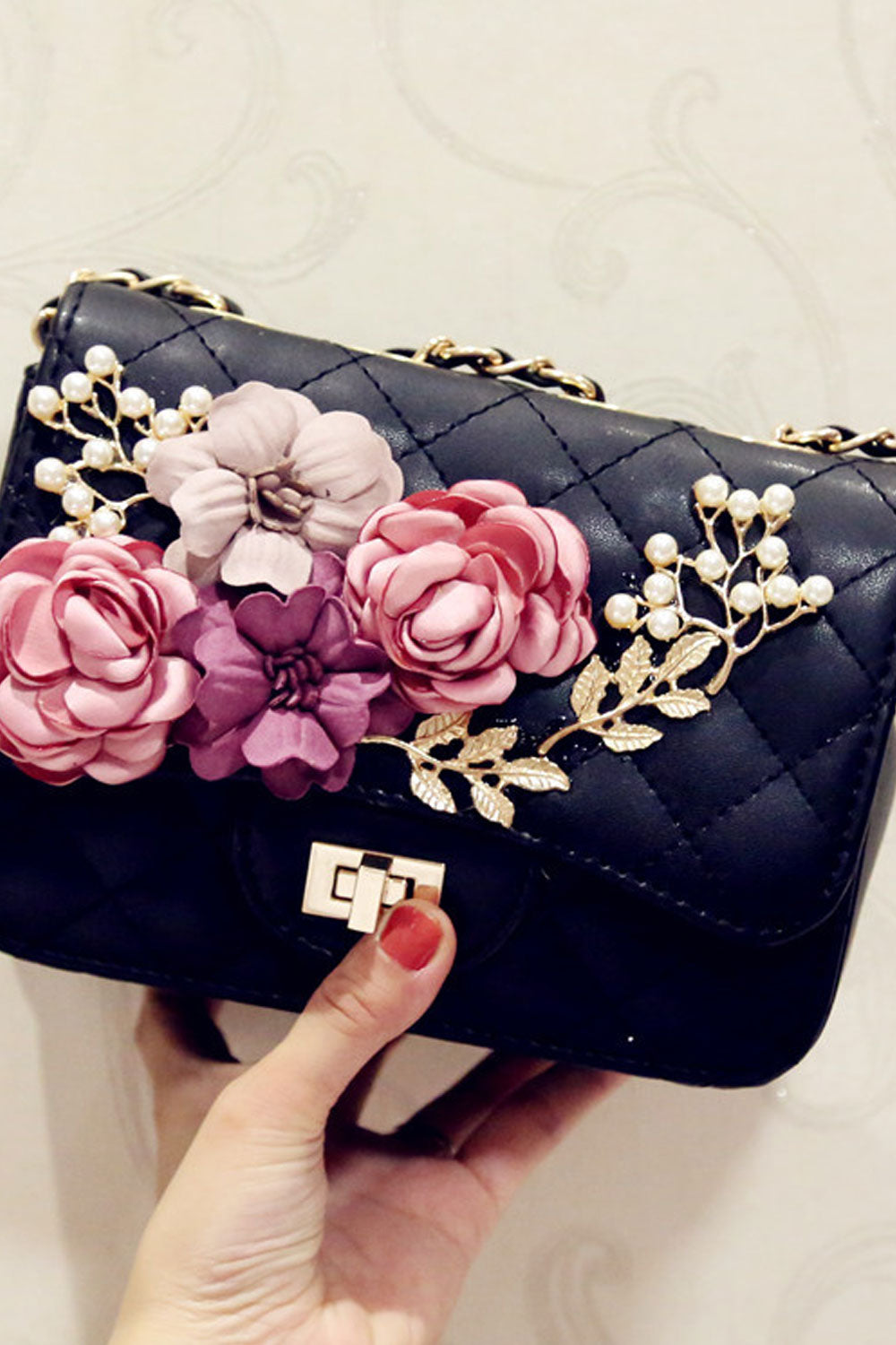 Women Cross Chain Fragrance Flower Decorated party Small Bag