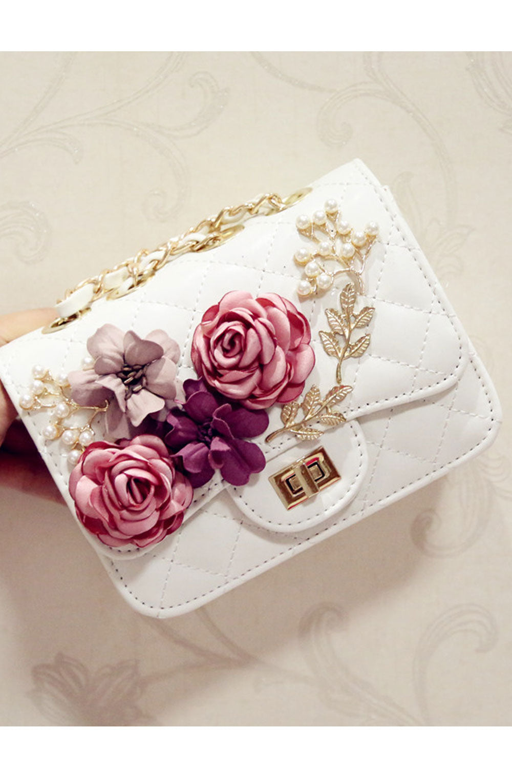 Women Cross Chain Fragrance Flower Decorated party Small Bag