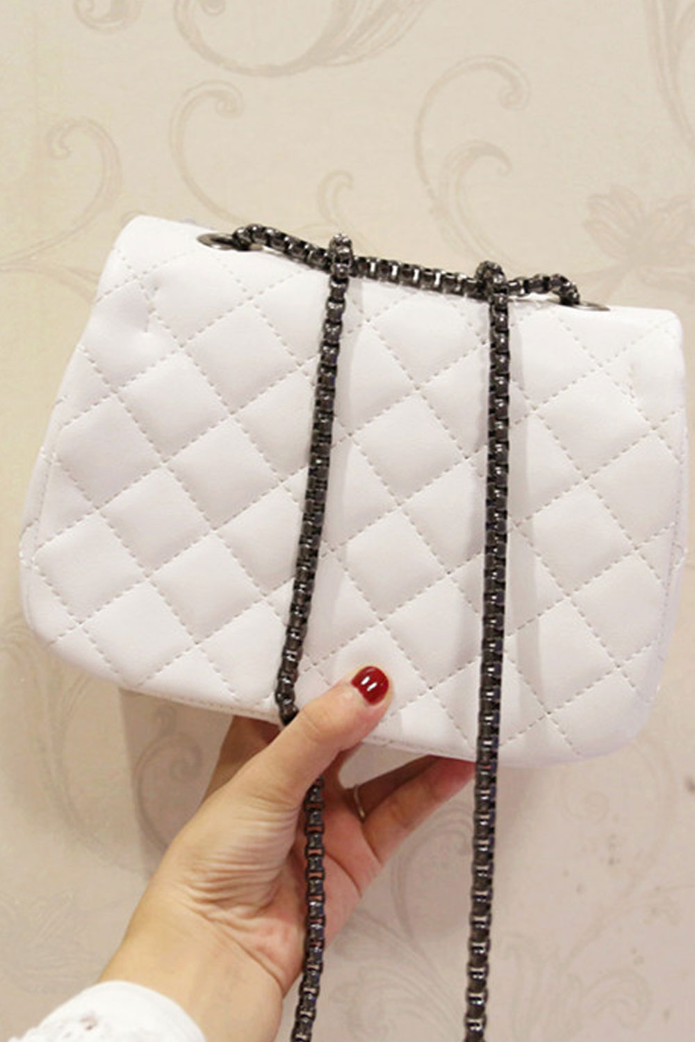 Women Cross Pattern Flower Decorated Party Bag