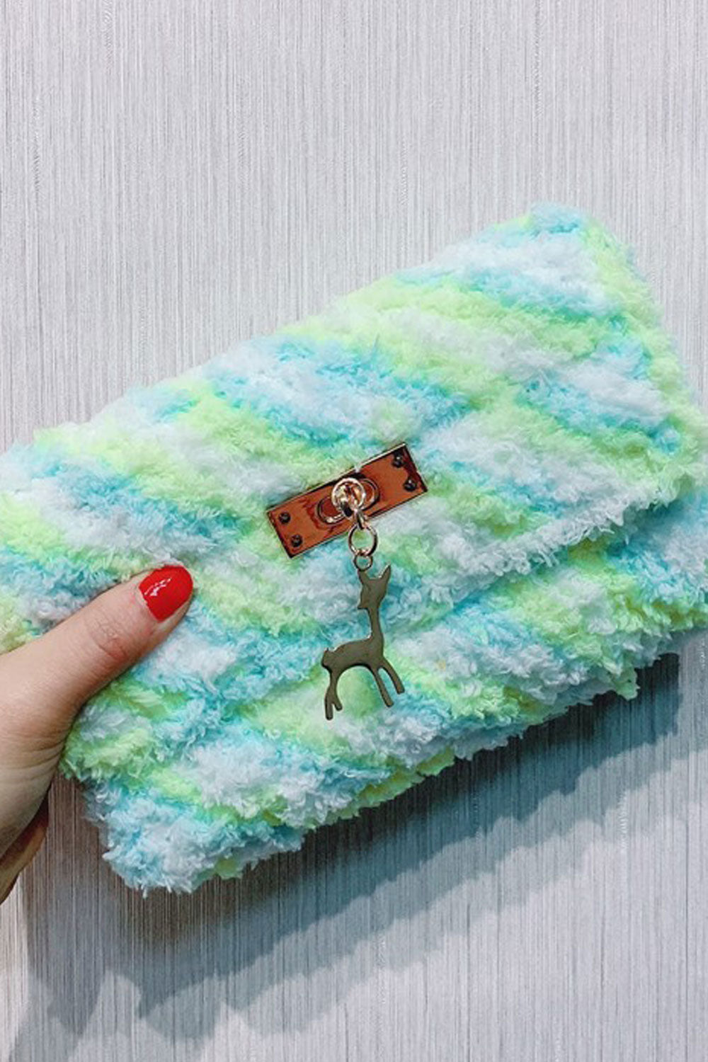Women Soft Hairy Surface Flap Styled Chain Handbag