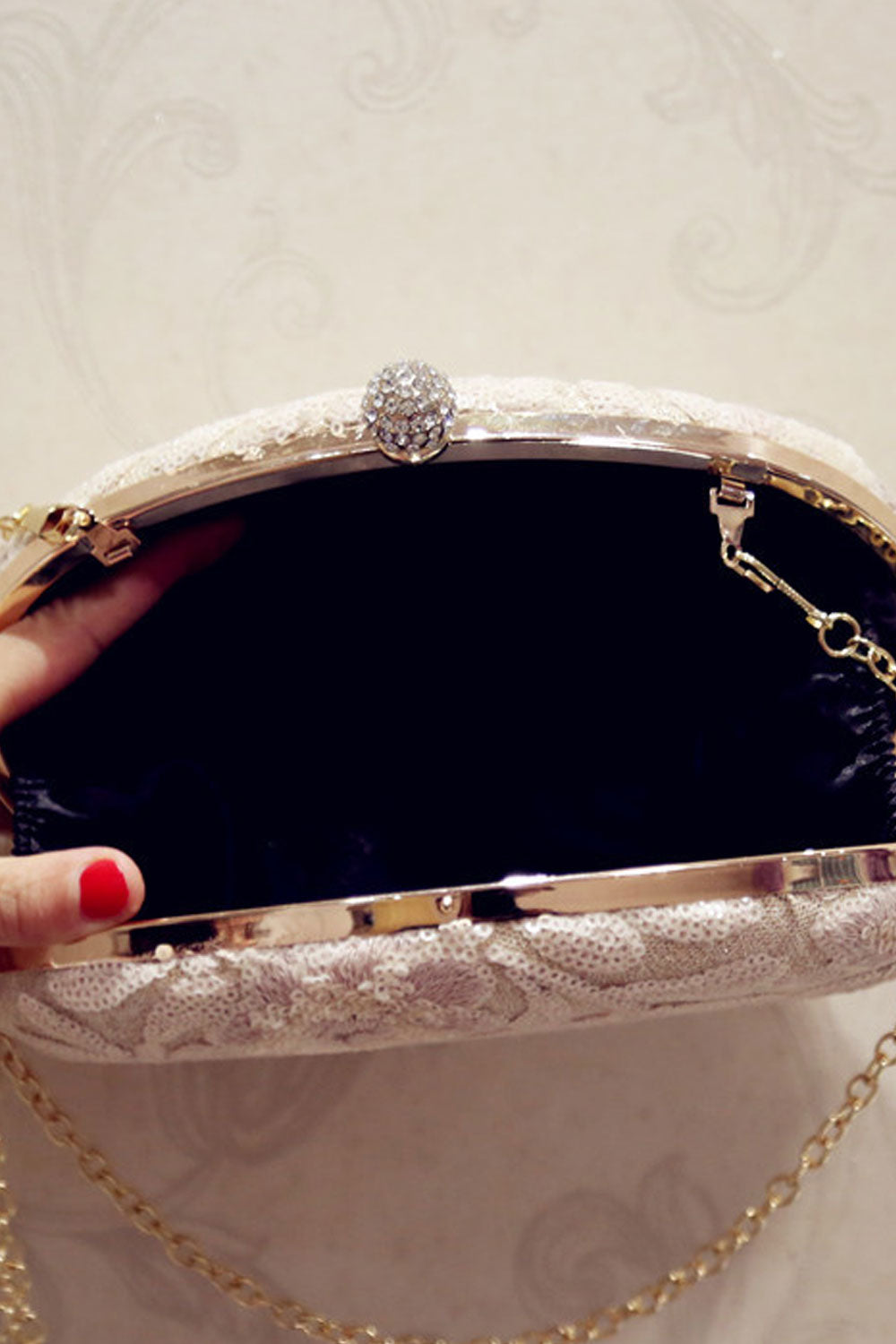 Women Elegant Hook Closure Party Clutch Bag