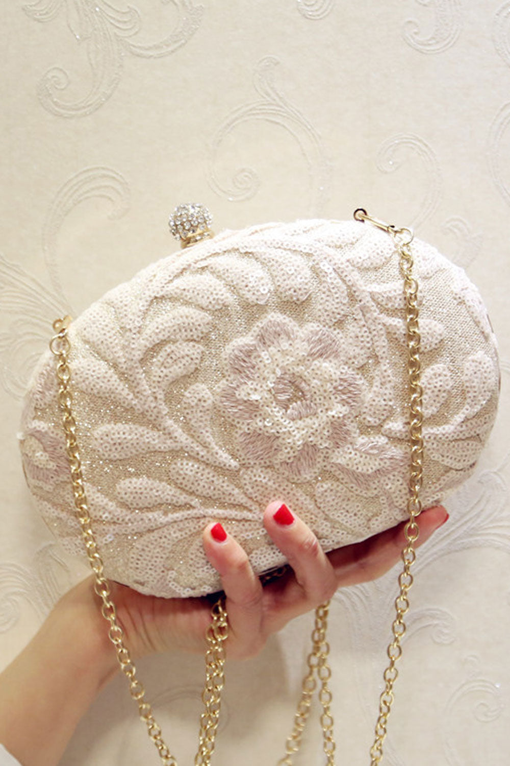 Women Elegant Hook Closure Party Clutch Bag