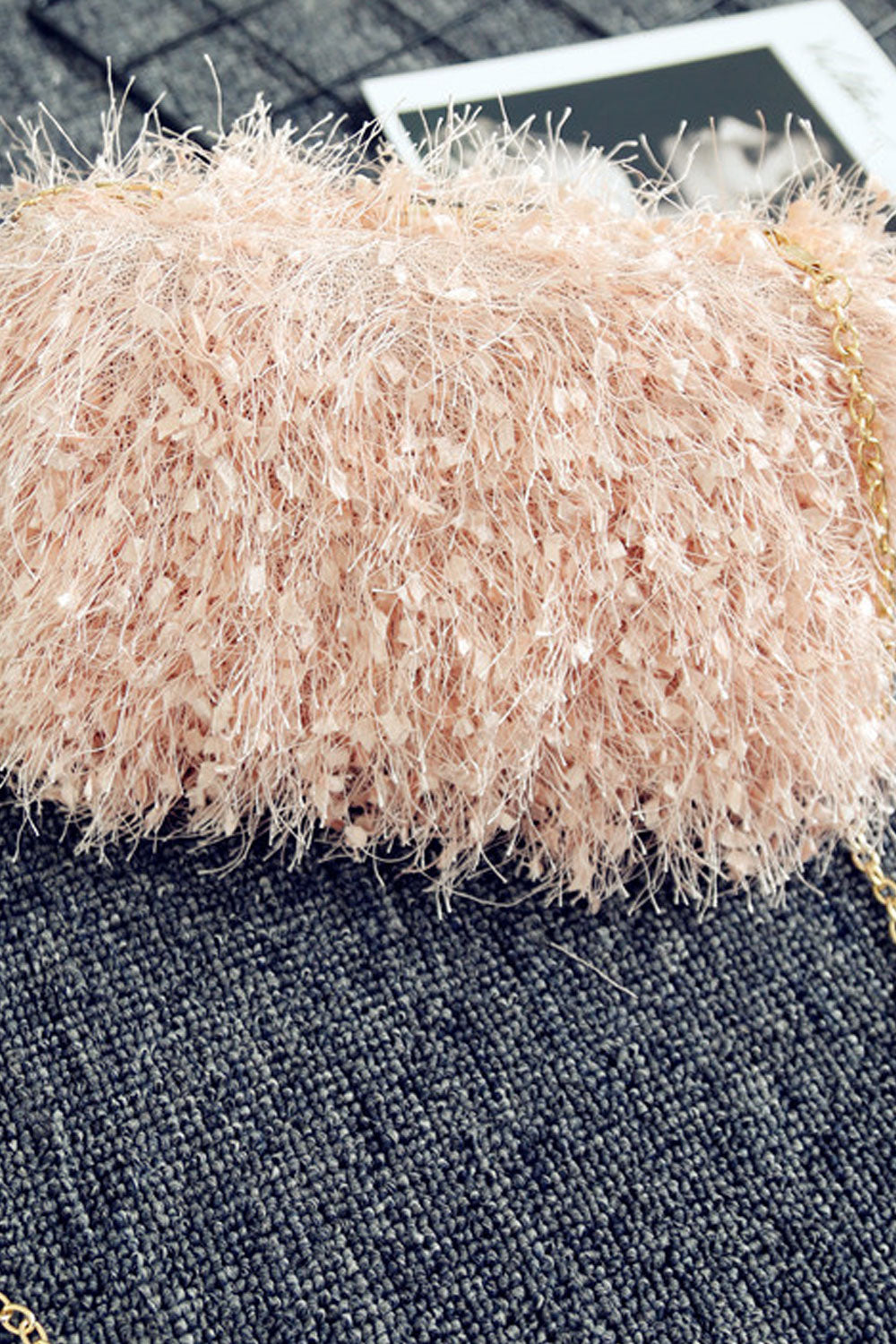 Women Soft Hairy Fashion Tassel Small Handbag
