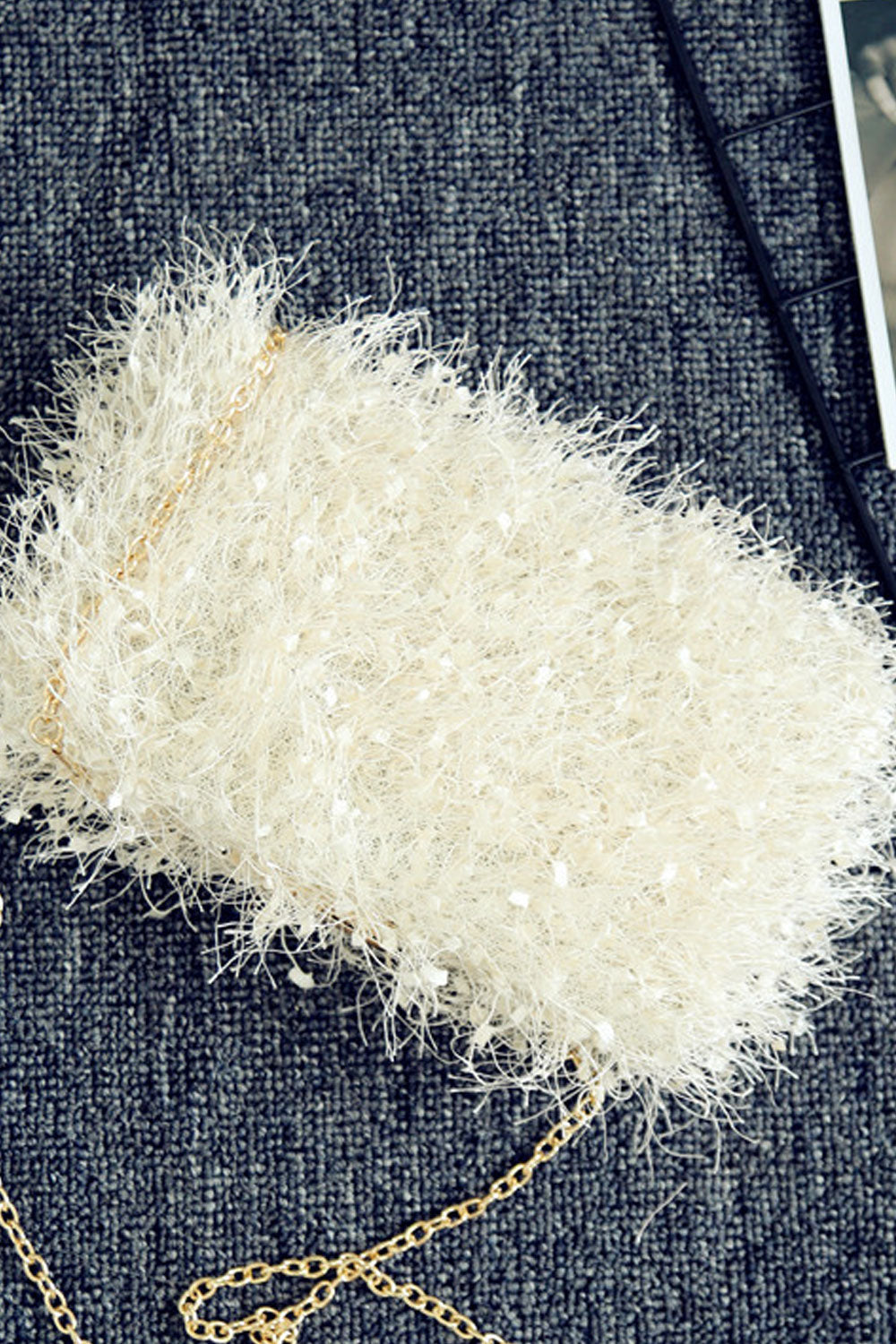 Women Soft Hairy Fashion Tassel Small Handbag