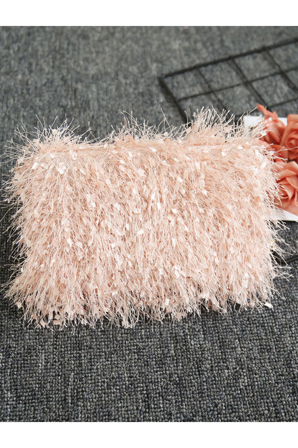 Women Soft Hairy Fashion Tassel Small Handbag