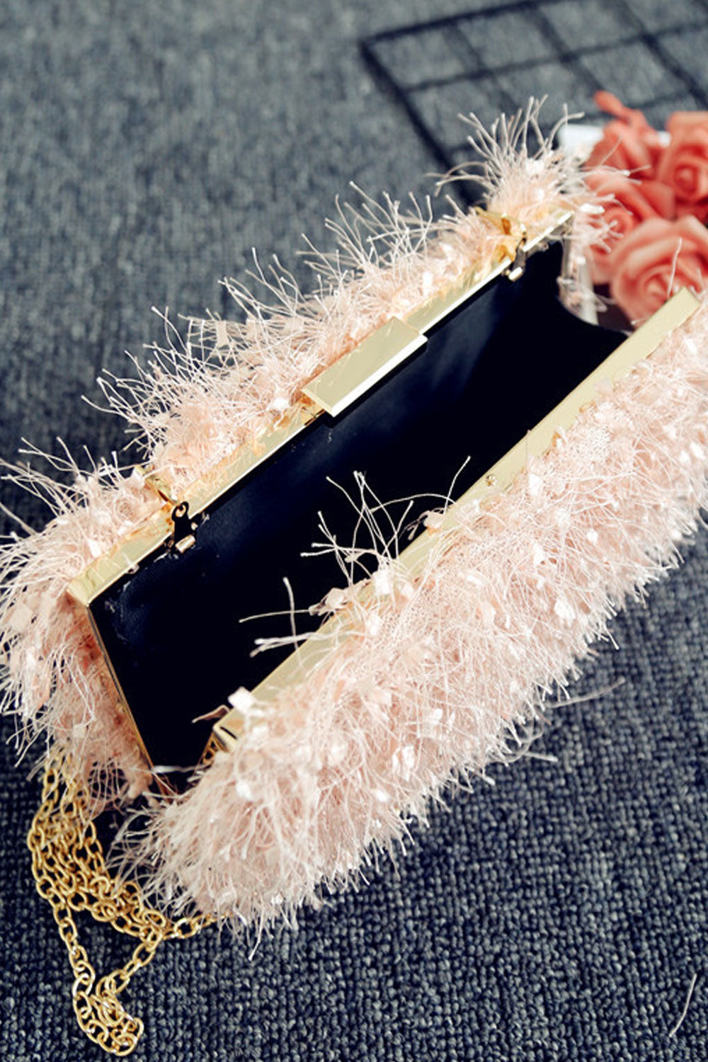 Women Soft Hairy Fashion Tassel Small Handbag