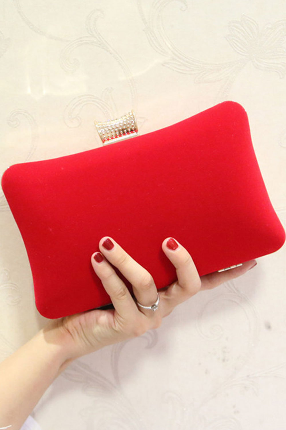 Women Solid Color Flower Embroidered Diagonal Small Handbag