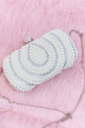 Women Fashionable Pearl Decorated Bridal Clutch Small Bag